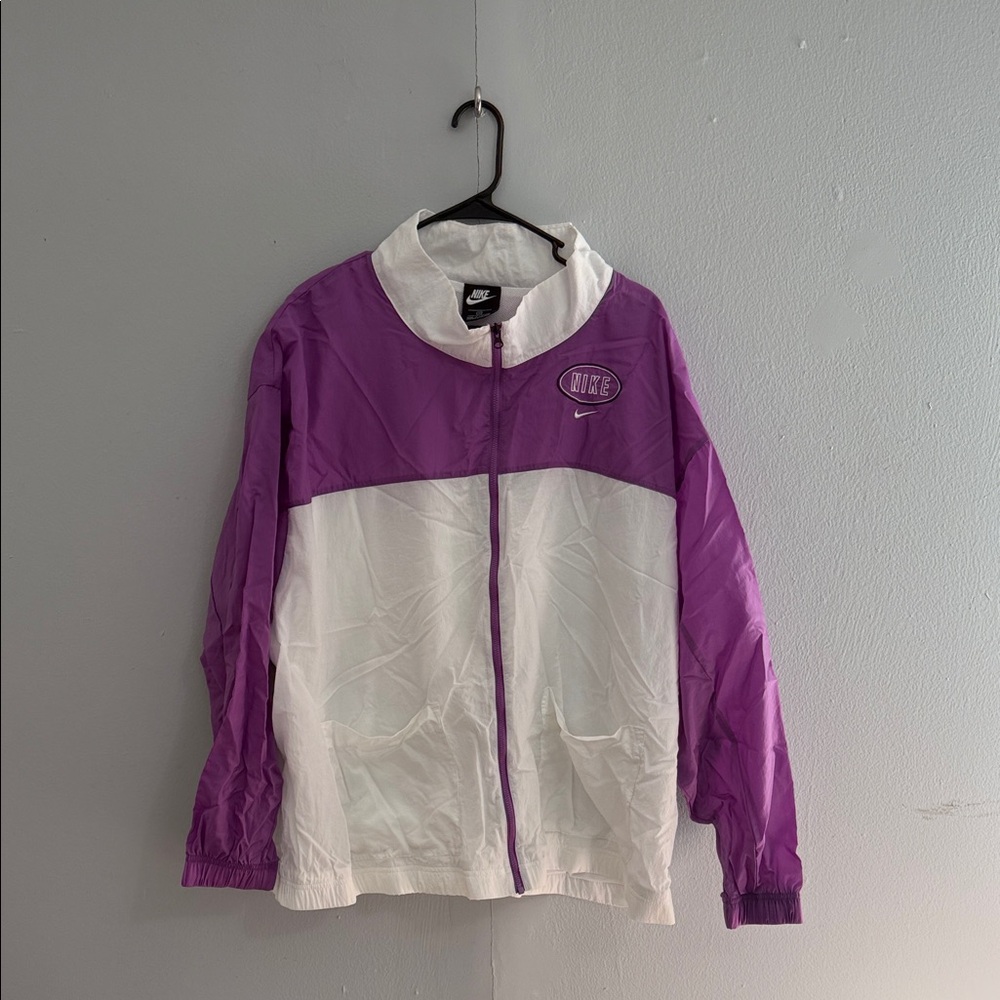 Nike Women's Two-Tone Purple and White Bomber Jacket